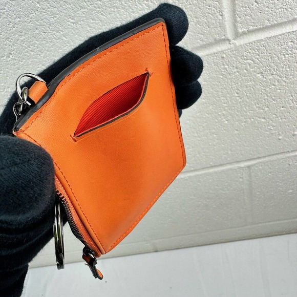 Armani Exchange Orange Pebble Leather Coin Purse & Key Chain Style C05550 - Picture 5 of 7